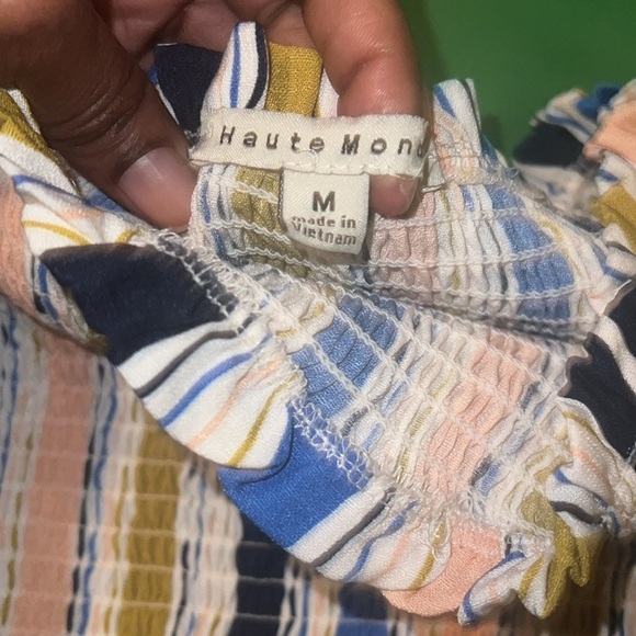 Haute Monde Striped Off-Shoulder Women's Top size Medium - Picture 3 of 4